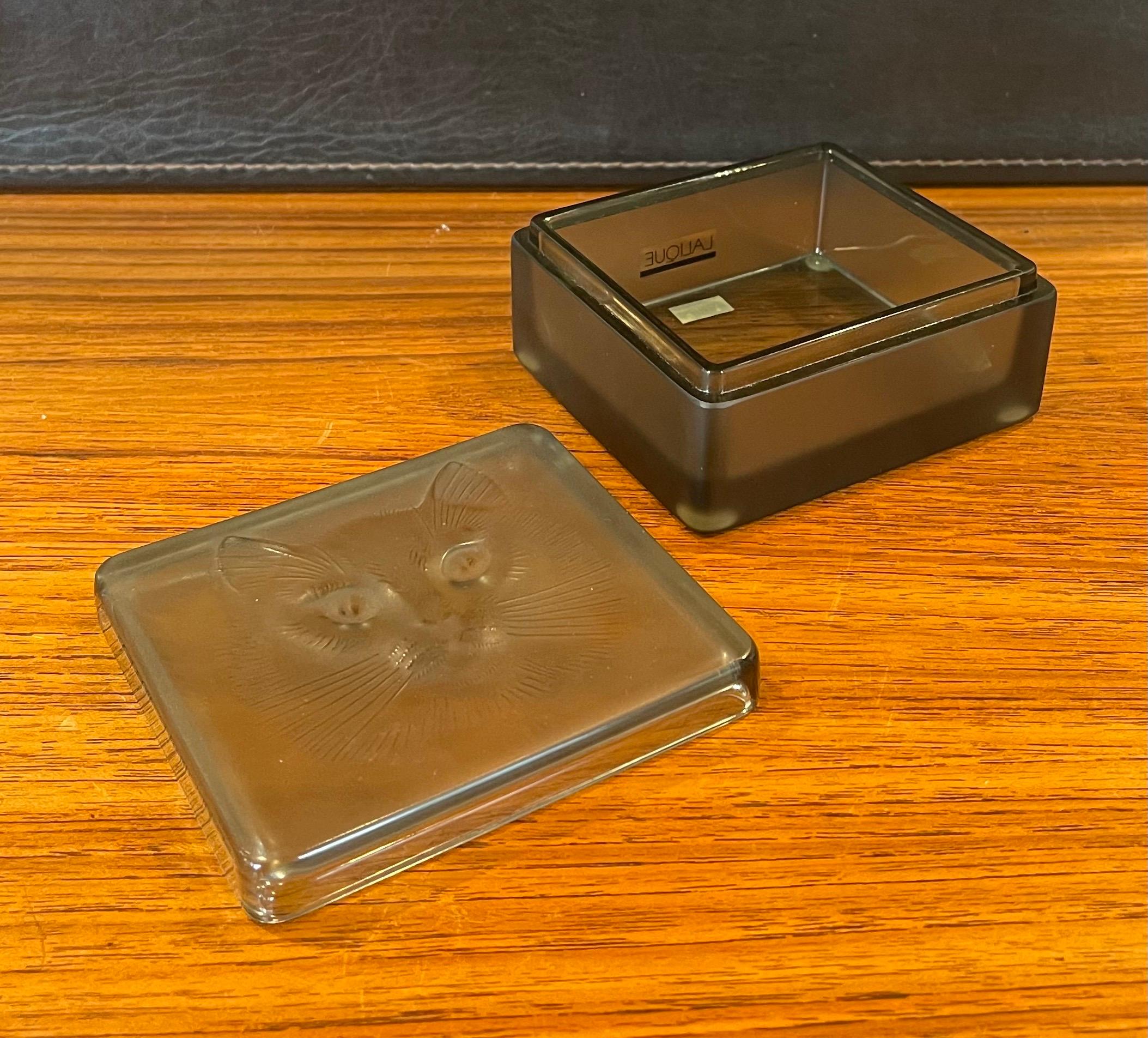 Frosted Grey Crystal Lidded Box by Lalique of France 3