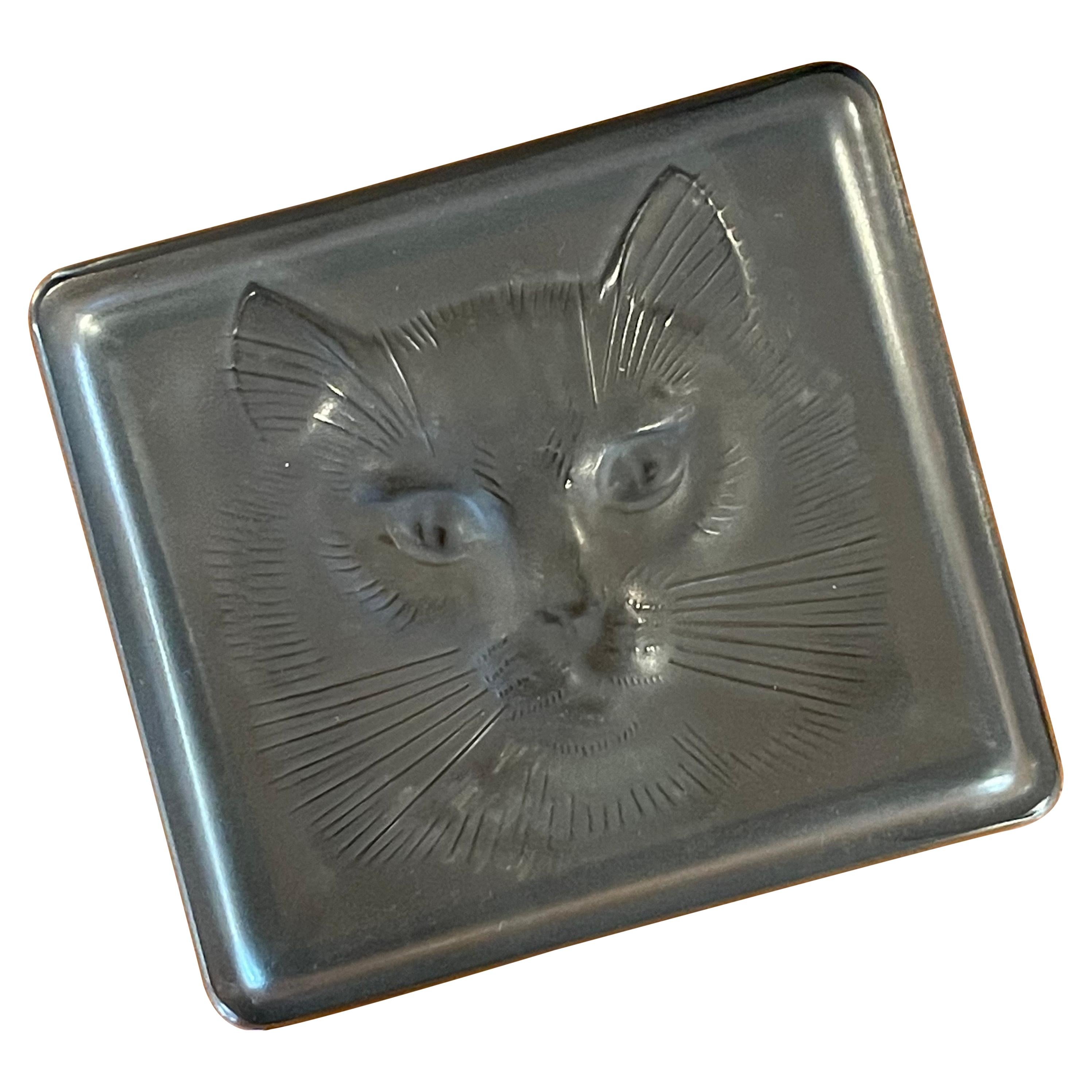 Frosted Grey Crystal Lidded Box by Lalique of France