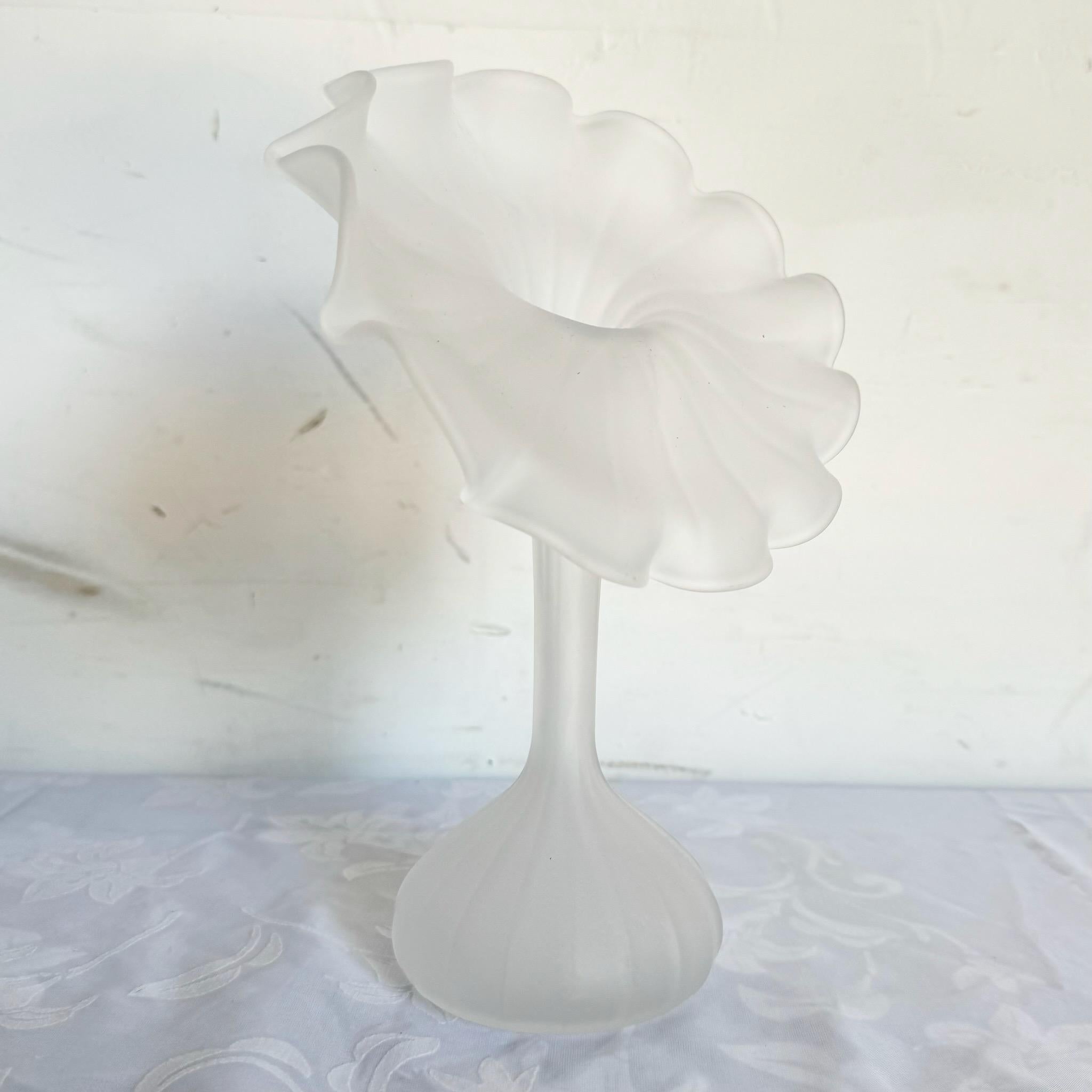 Français Vase Jack in the Pulpit en verre dépoli soufflé à la bouche par Leonardo Handarbeit en vente