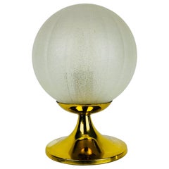 Vintage Frosted Ice Glass and Brass Table Lamp by Doria Leuchten, 1970s