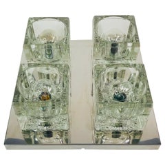 Frosted Ice Glass Cube Flush Mount von Peill & Putzler:: 1970er Jahre