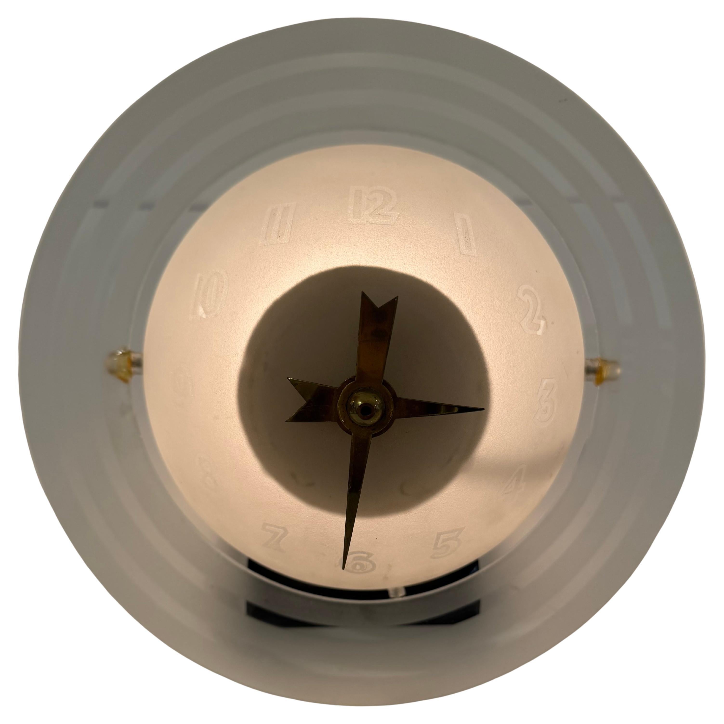 Frosted Illuminated Glass "Saturn" Clock by University Novelty Products, NYC