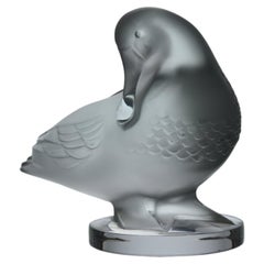 Vintage Frosted Lalique Glass Entitled "Canard Attentif" by Marc Lalique