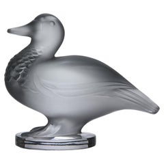 Vintage Frosted Lalique Glass Entitled "Canard Debout" by Marc Lalique