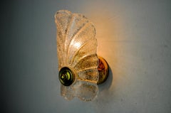 Frosted leaf wall lamp, murano glass, Italy, 1970