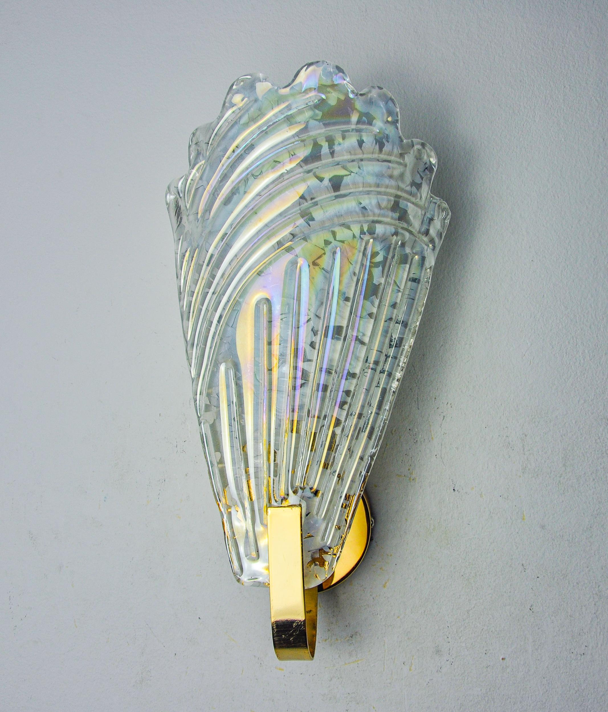 Applique givrée, verre de Murano, Italie, 1970 Bon état - En vente à BARCELONA, ES