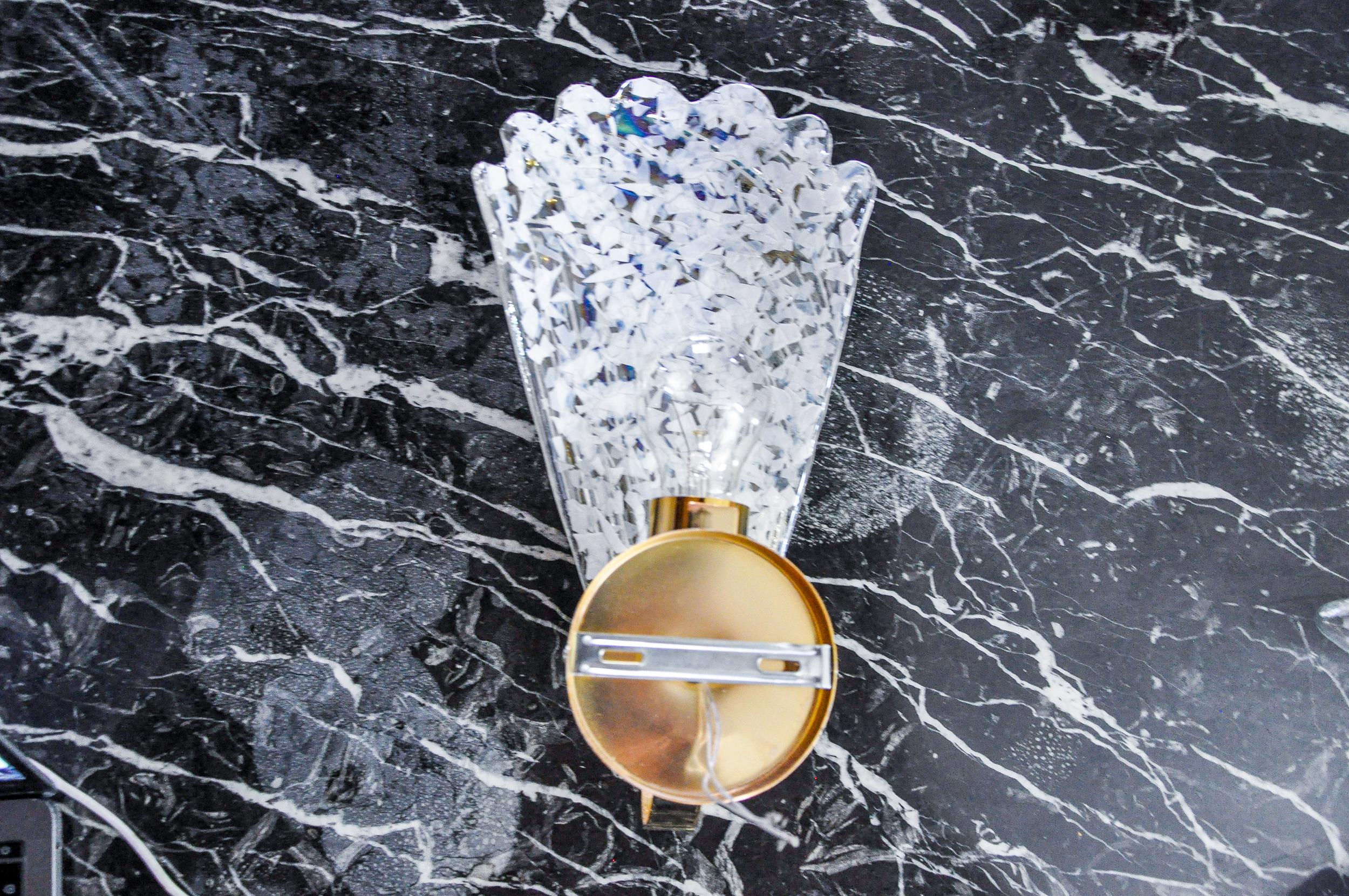 Applique givrée, verre de Murano, Italie, 1970 en vente 1