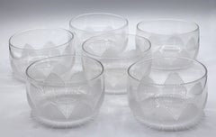 Frosted Lotus Motif Finger Bowls, Set of 6