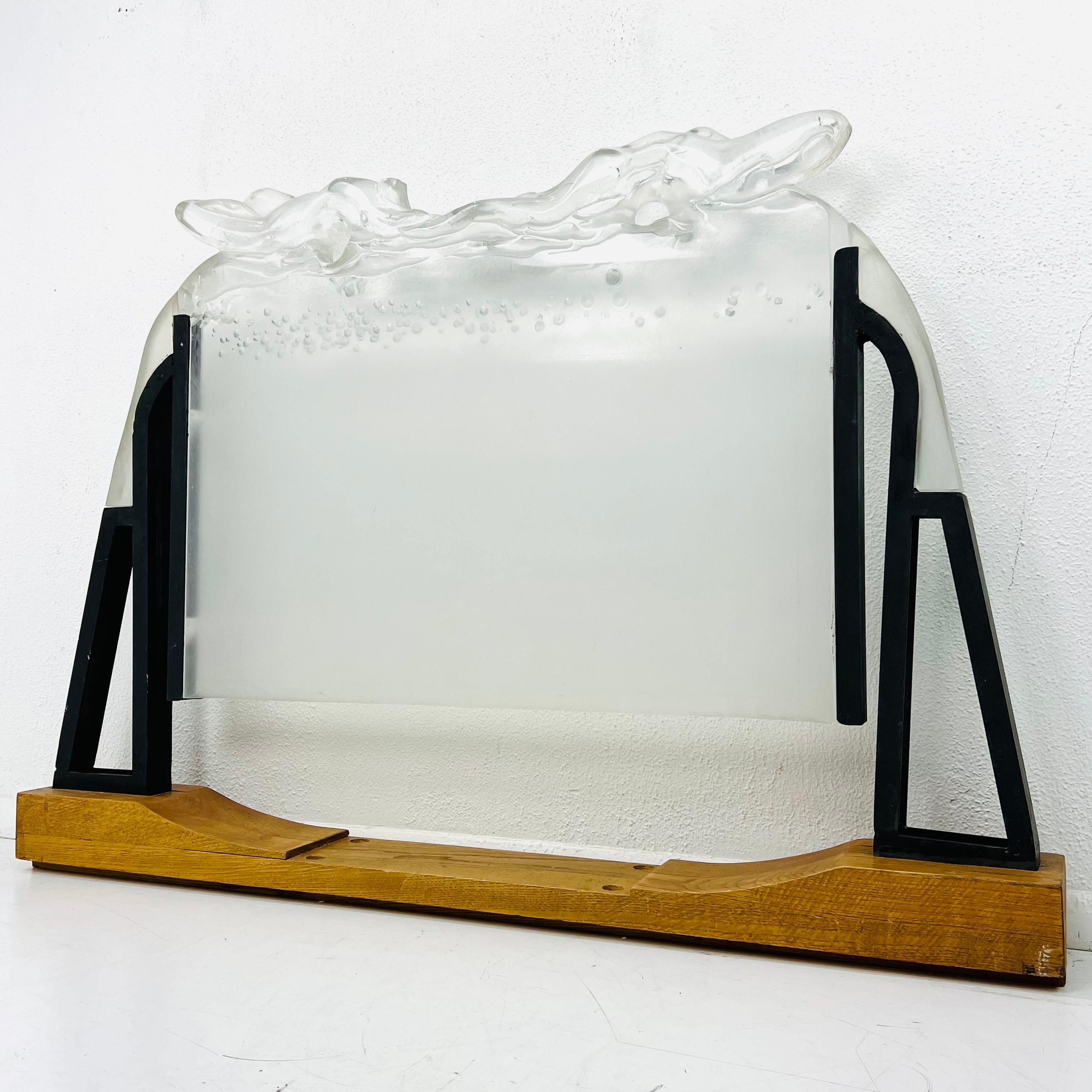 Post-Modern Frosted Lucite Fireplace Screen For Sale