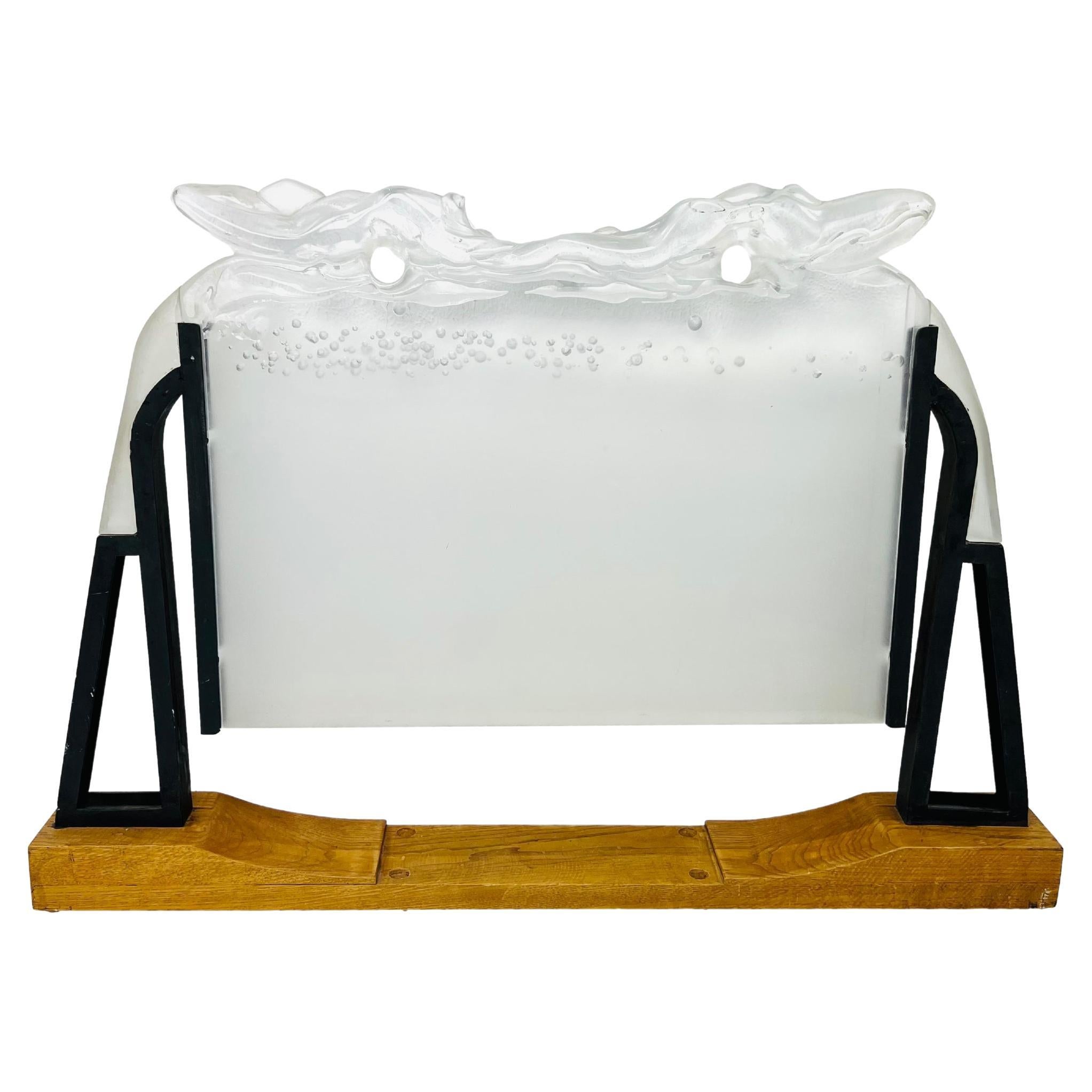 Frosted Lucite Fireplace Screen For Sale
