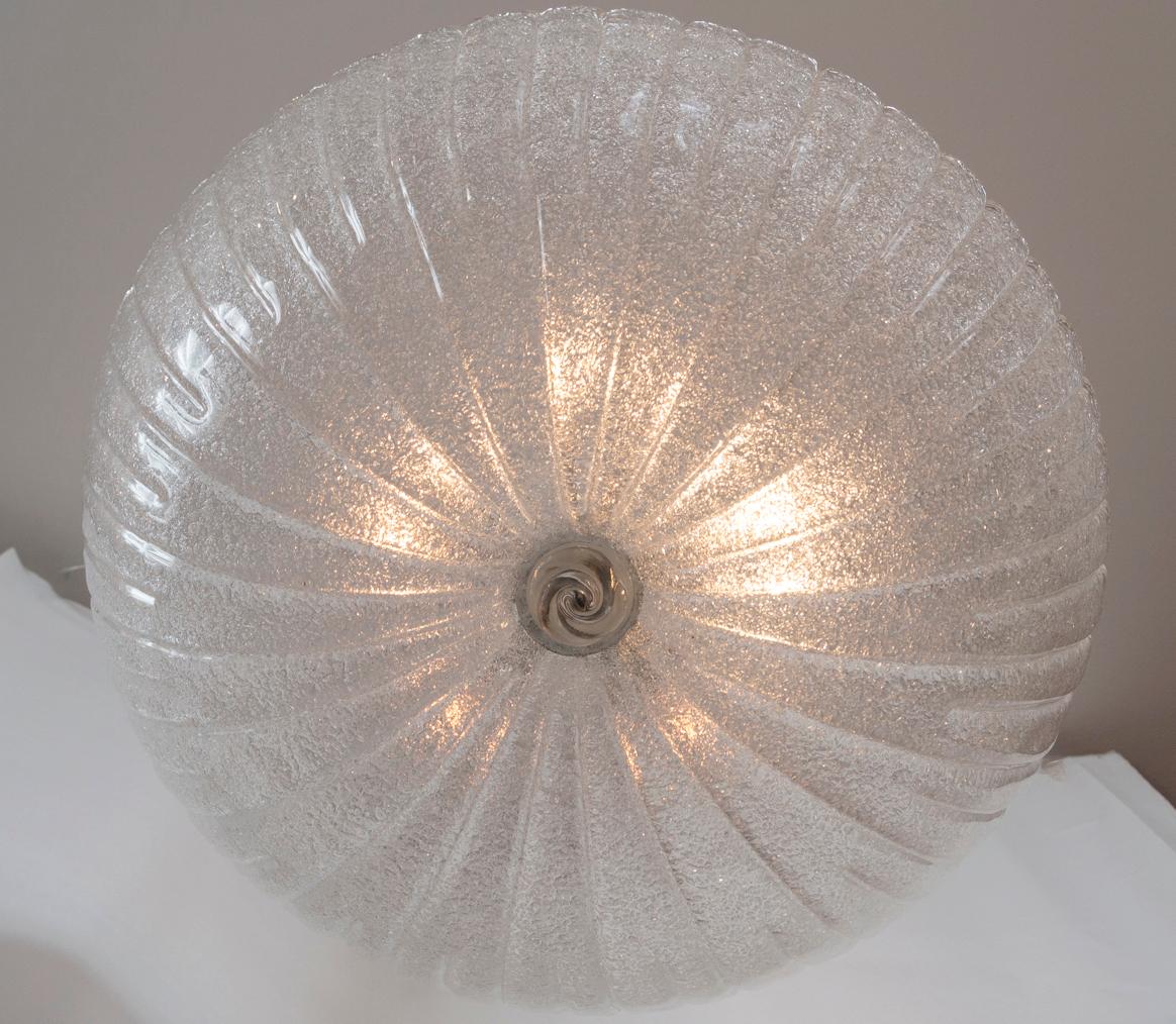 Italian Frosted Murano Dome-Shaped Pendant Ceiling Fixture, Contemporary