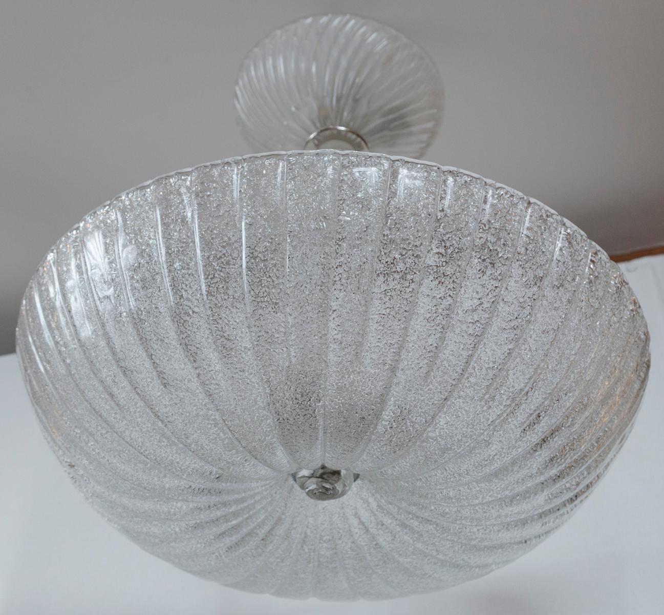 Frosted Murano Dome-Shaped Pendant Ceiling Fixture, Contemporary 1