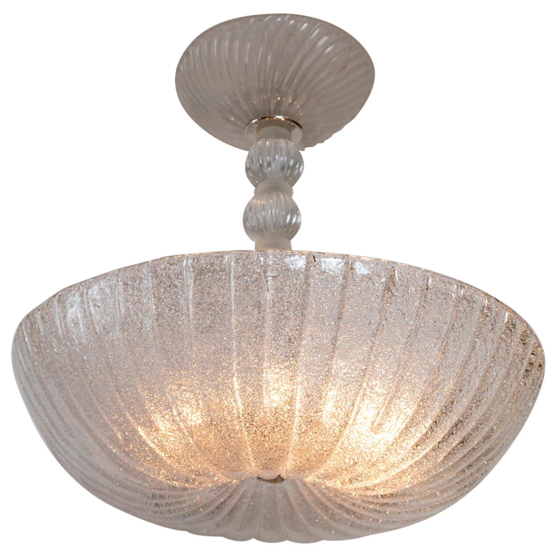 Frosted Murano Dome-Shaped Pendant Ceiling Fixture, Contemporary