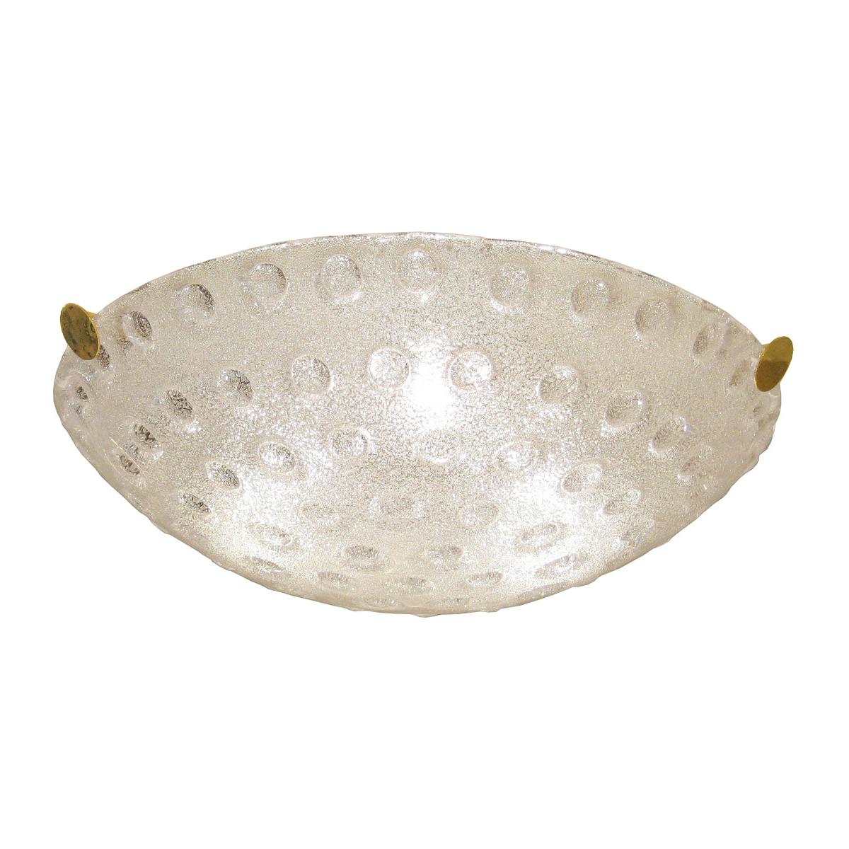 Frosted Murano Glass Dome Form Flush Mount Ceiling Fixture with Bubble Detail For Sale