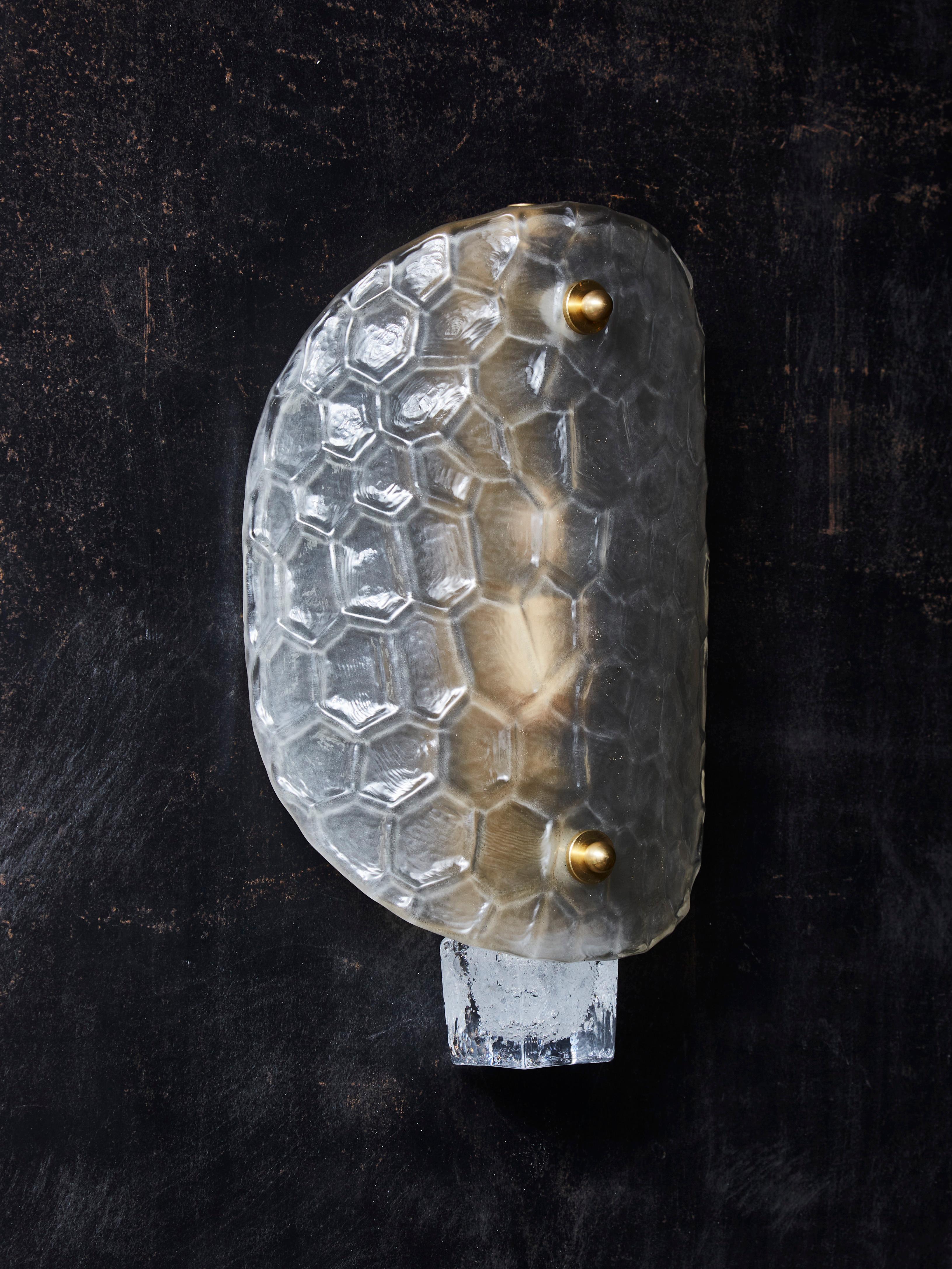 Italian Frosted Murano Glass Oval Wall Sconces For Sale