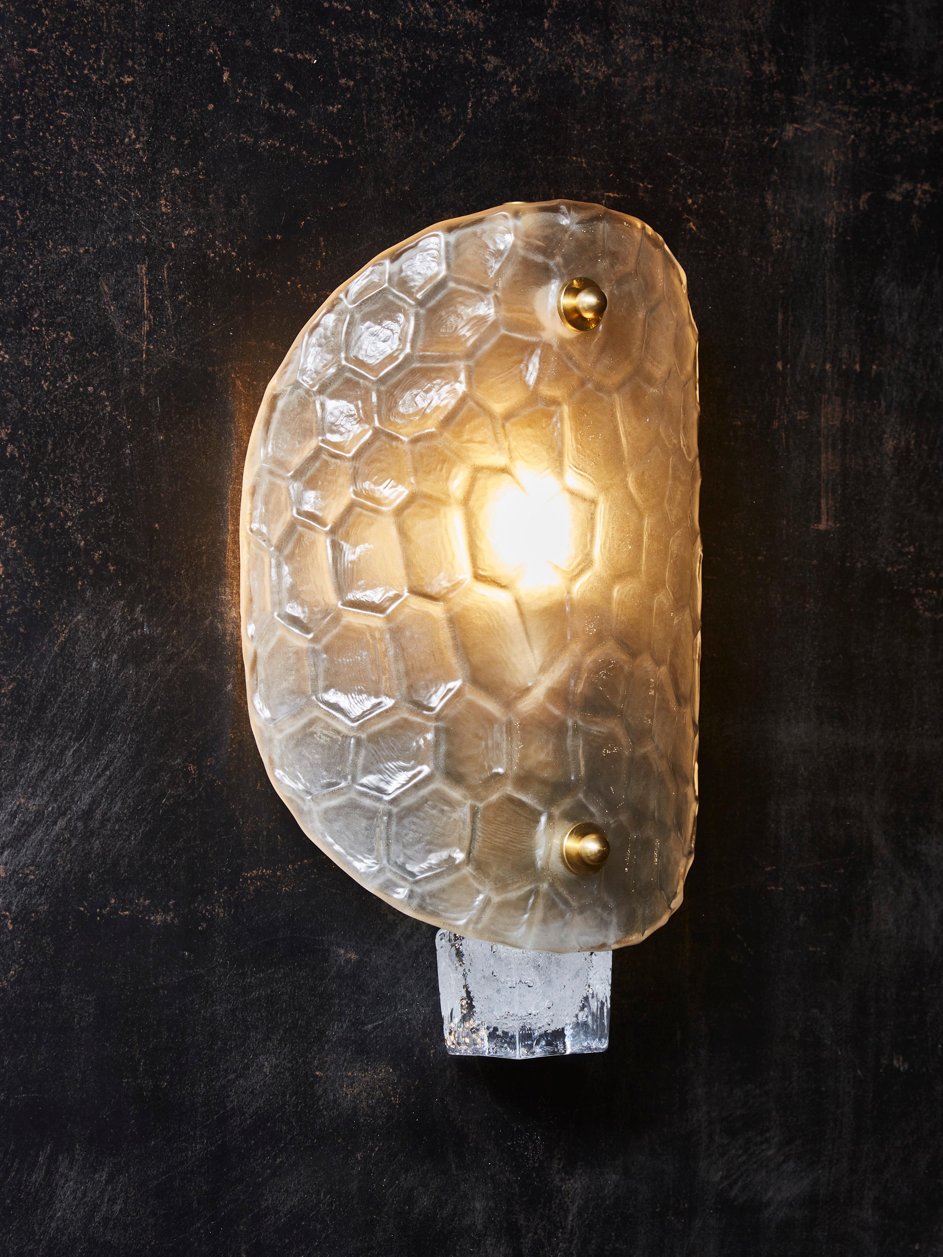 Frosted Murano Glass Oval Wall Sconces In New Condition For Sale In Saint-Ouen, IDF