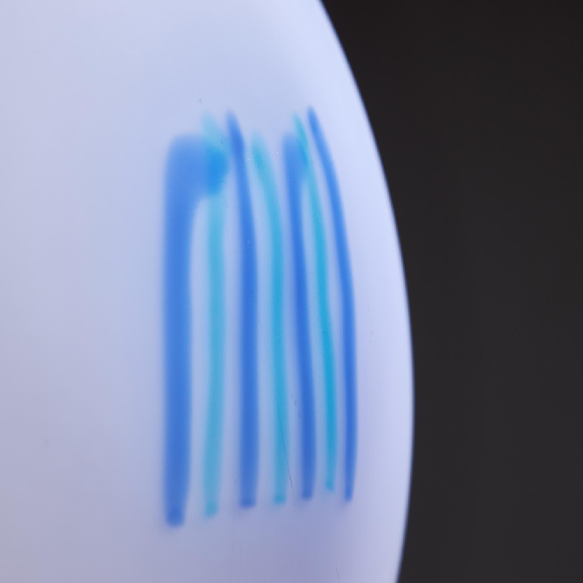Frosted Murano Glass Postmodern Table Lamp with Abstract Blue Stripes For Sale 6