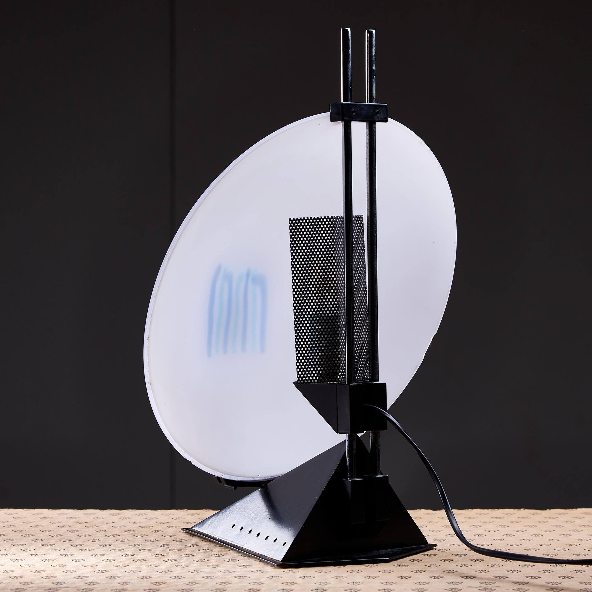 Frosted Murano Glass Postmodern Table Lamp with Abstract Blue Stripes For Sale 9