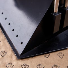 Frosted Murano Glass Postmodern Table Lamp with Abstract Blue Stripes