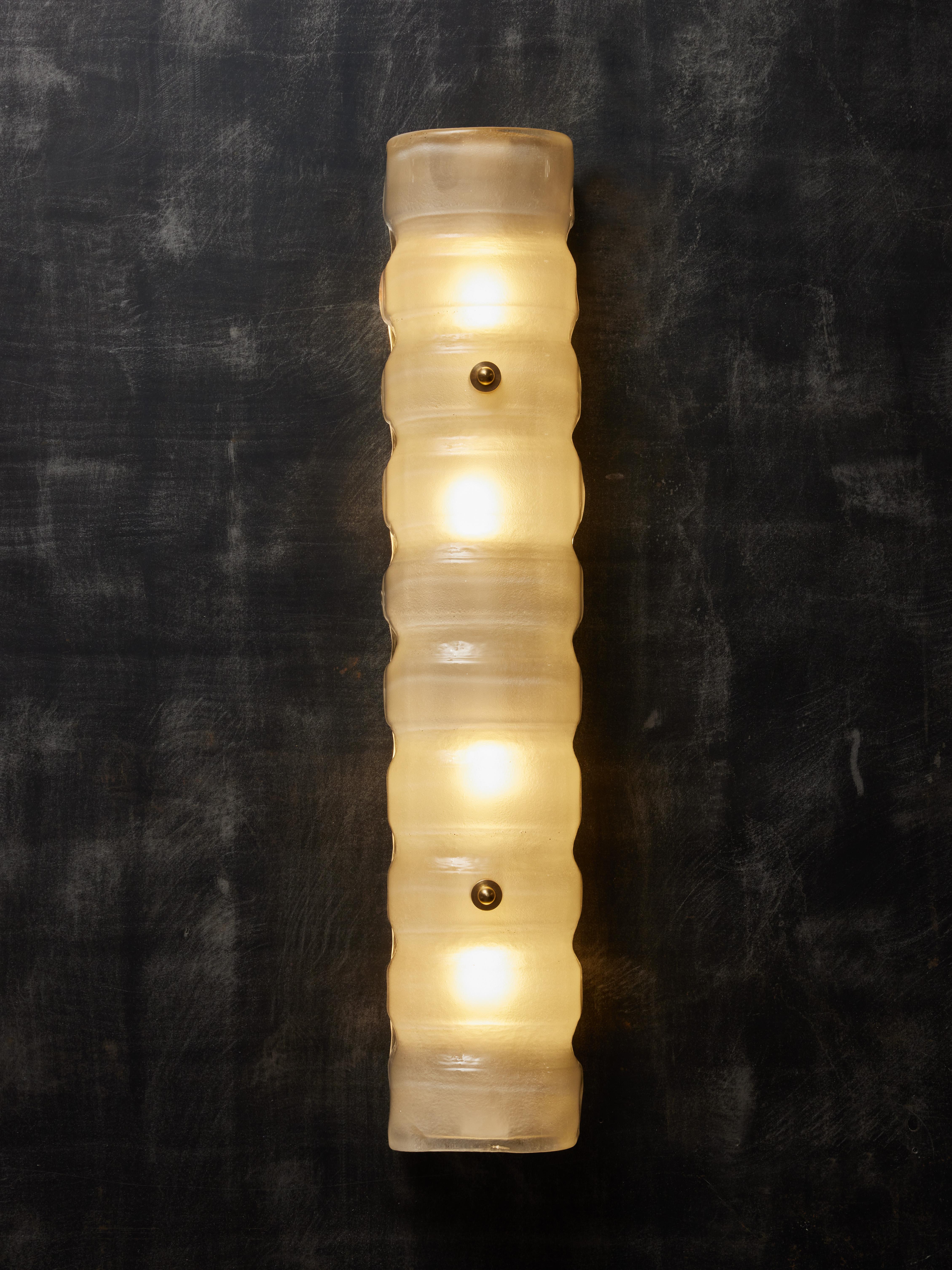 Modern Frosted Murano Glass Wall Sconces For Sale