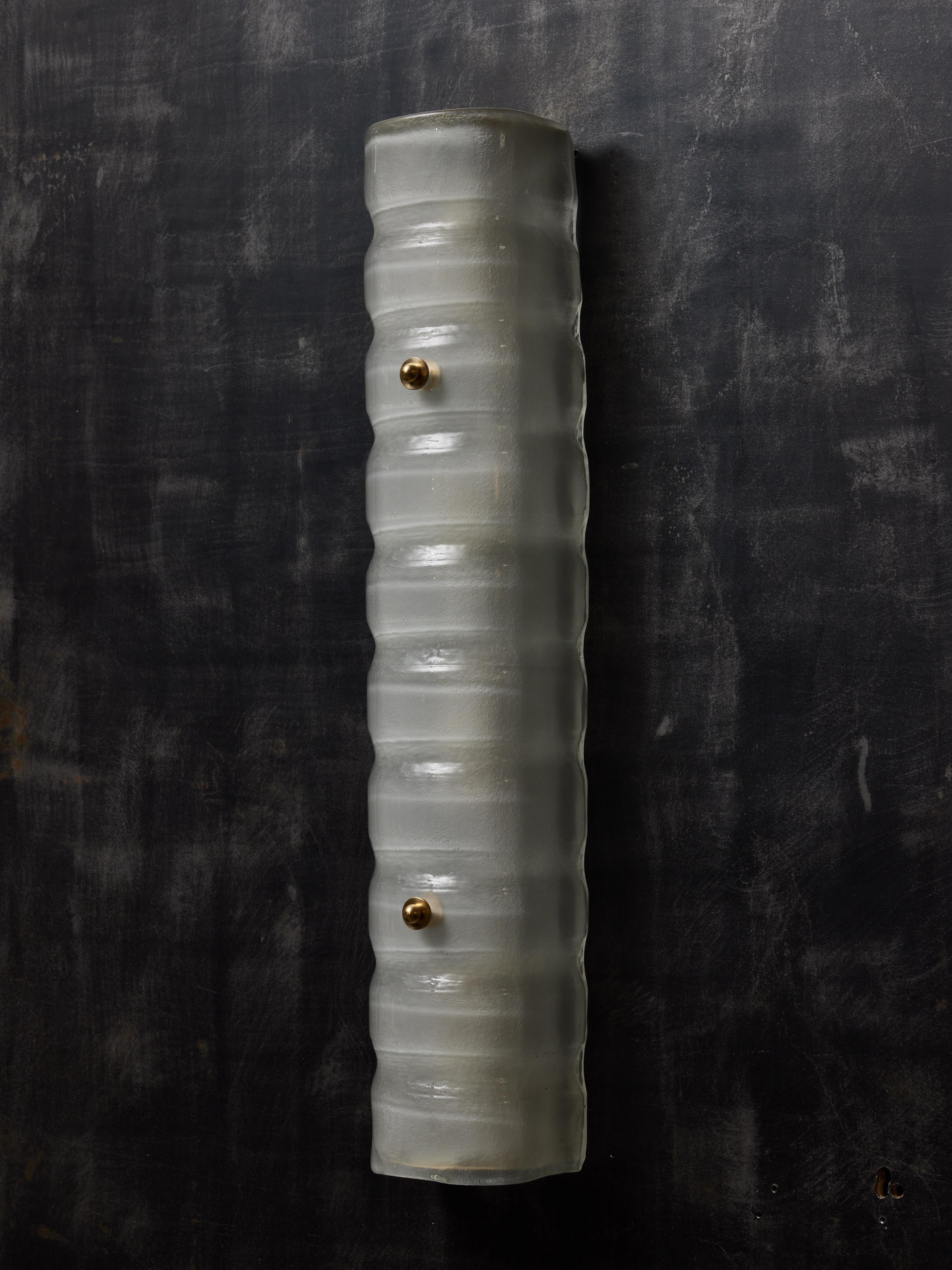 Italian Frosted Murano Glass Wall Sconces For Sale