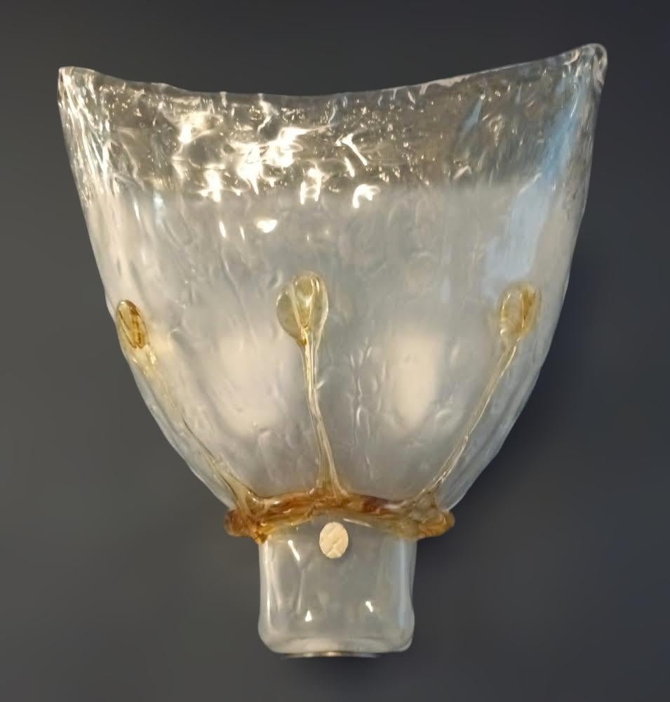 Frosted Murano Sconces, 3 Available In Good Condition For Sale In Los Angeles, CA
