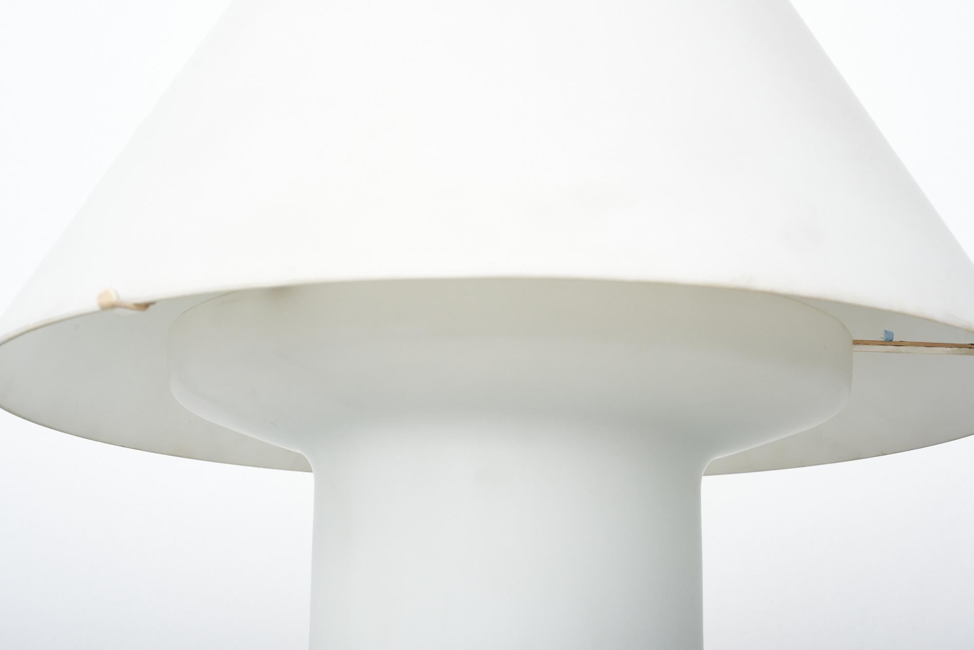 Italian Frosted opal glass mushroom table lamp For Sale