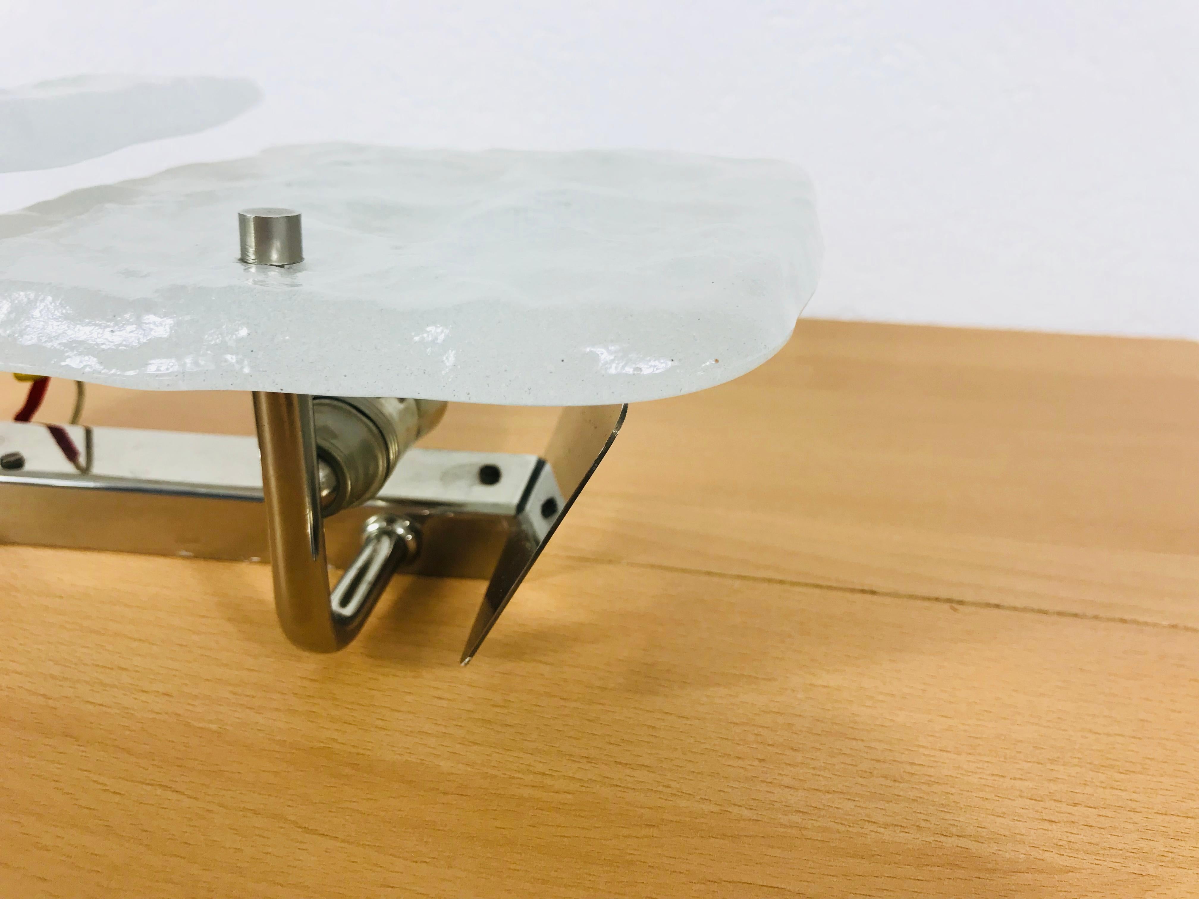 Frosted Square Ice Glass Wall Lamp by Kalmar, Austria, 1960s For Sale 2