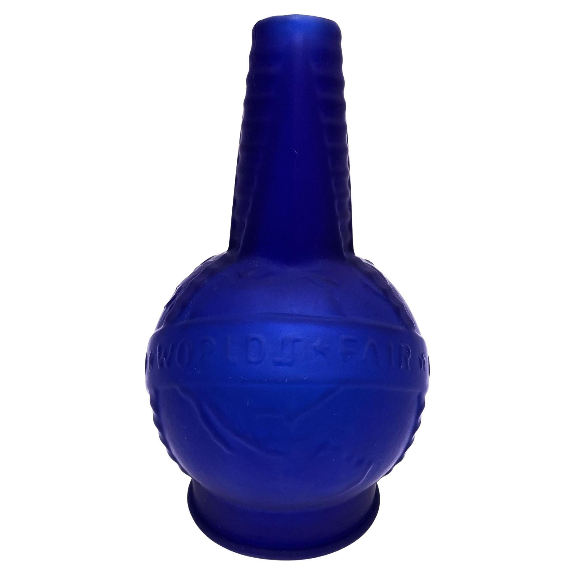 Frosted Vianne World Fair Cobalt Blue Globe For Sale