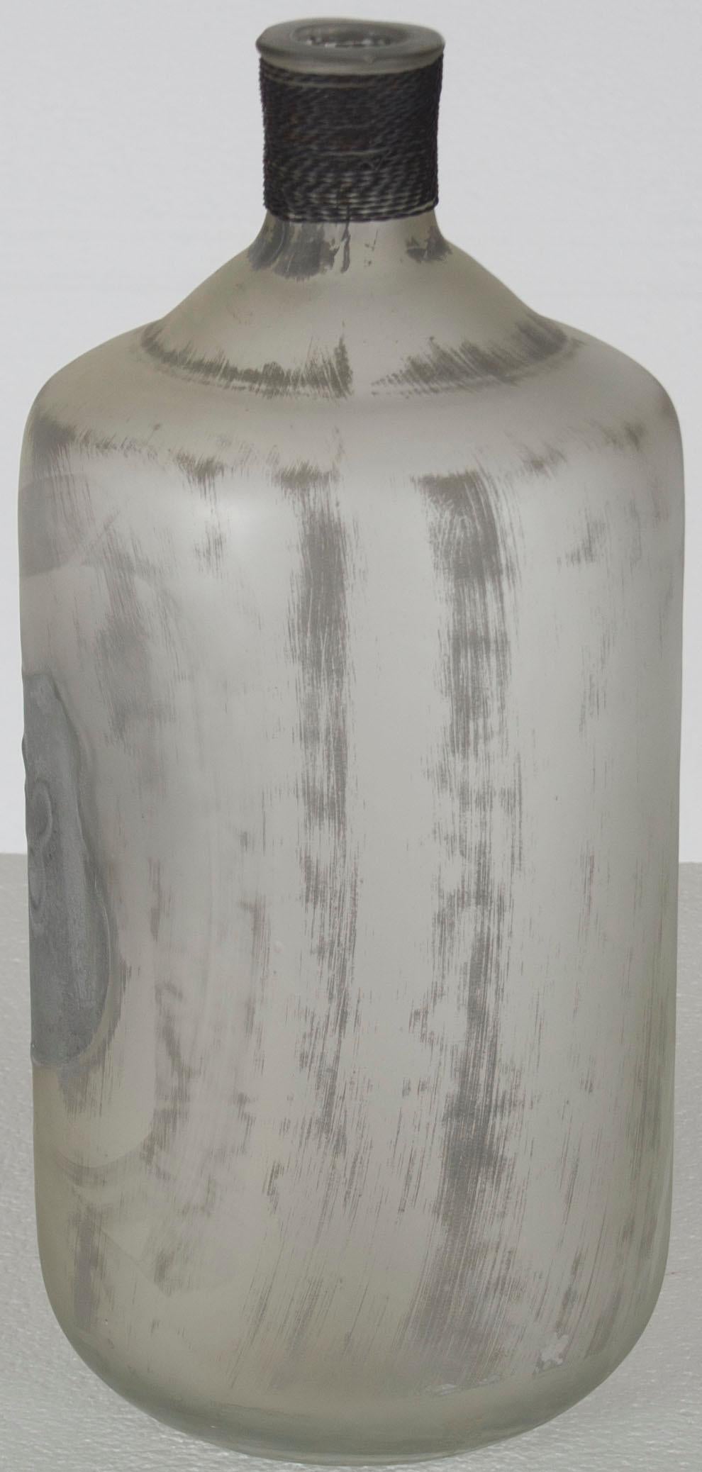 English Frosted White and Grey Glass Large Decorative Bottle Jug For Sale
