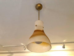 Frosted White and Orange Murano Glass Ceiling Light, Italy, circa 1970