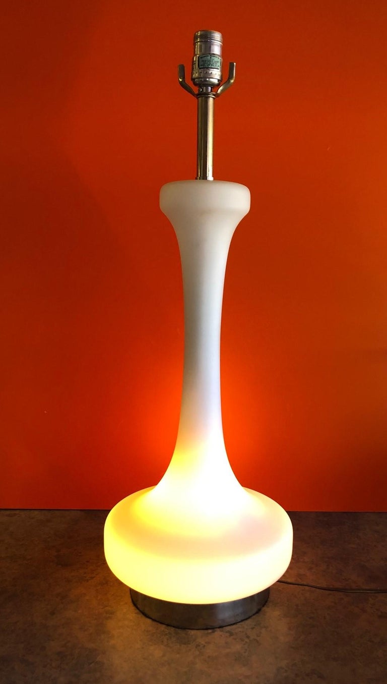 Frosted White Glass Lamp with Lighted Base by Laurel Lamp Co For Sale