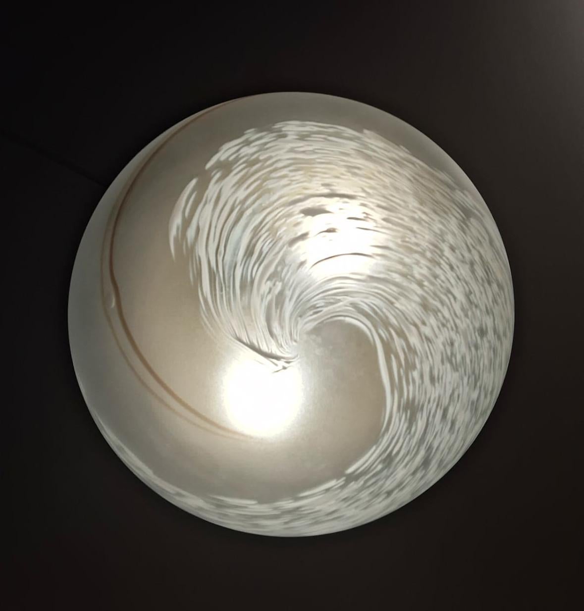 Frosted White Murano Flush Mount, 2 Available For Sale 1