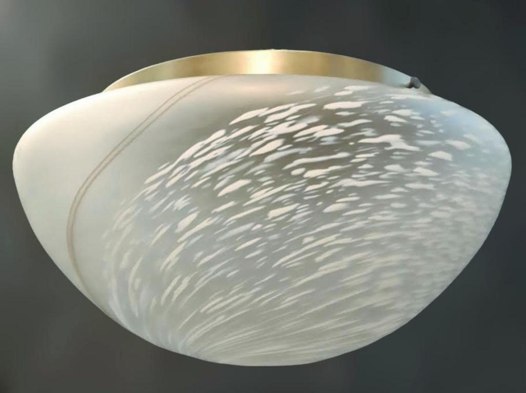 Mid-Century Modern Frosted White Murano Flush Mount For Sale