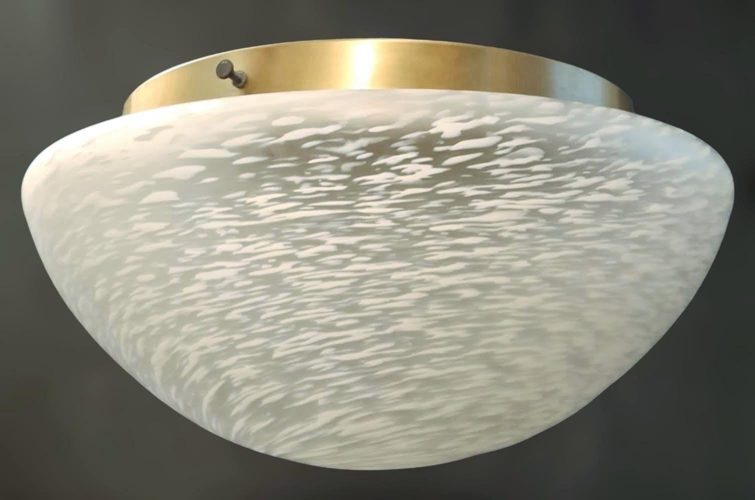 Italian Frosted White Murano Flush Mount For Sale