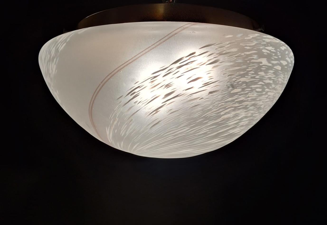 Frosted White Murano Flush Mount For Sale 1