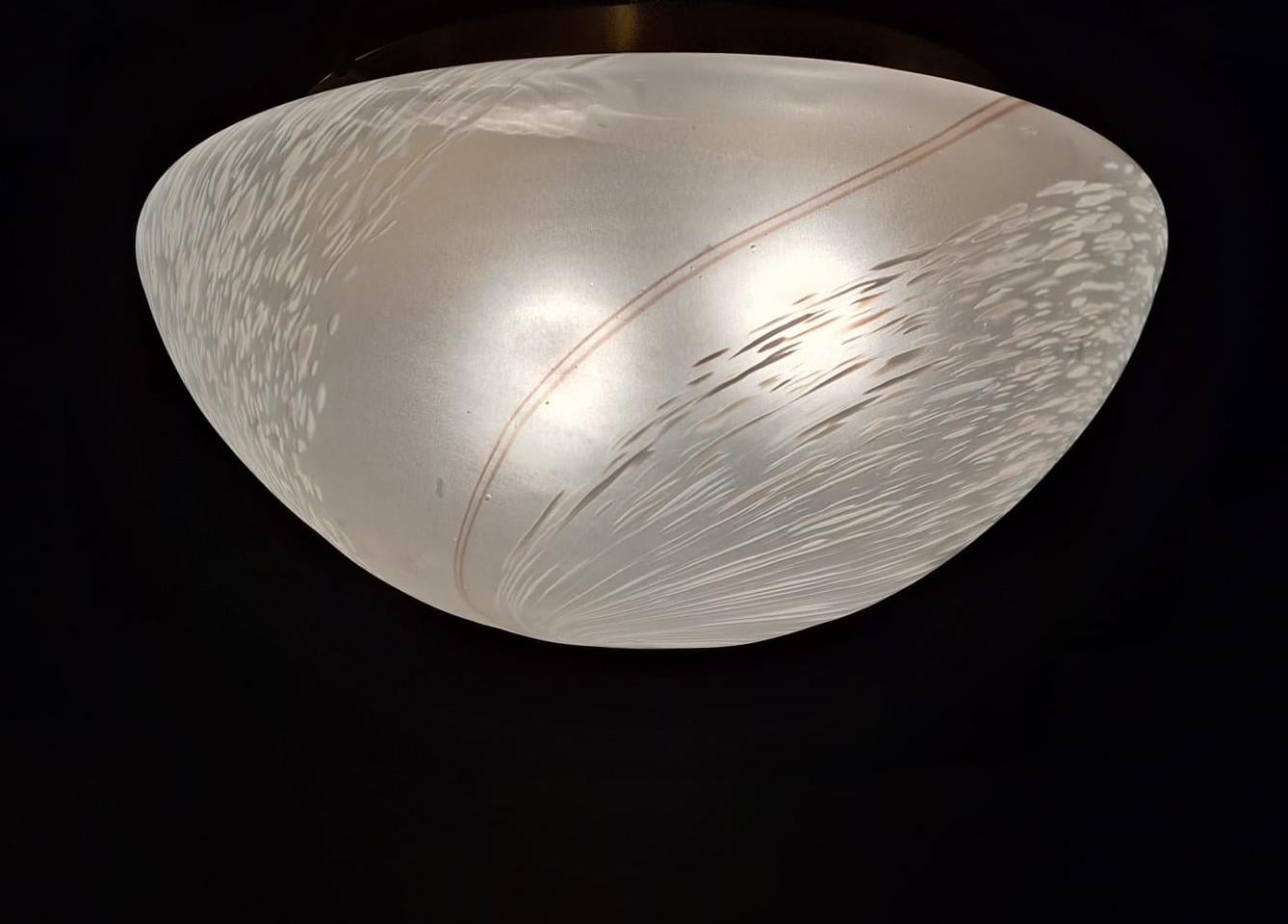 Frosted White Murano Flush Mount For Sale 2