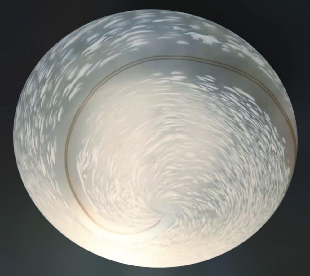 Vintage Italian flush mount or wall light with a single frosted white Murano glass shade decorated with spiral / Made in Italy, circa 1960s
Measures: diameter 23.5 inches, height 7.5 inches
4 lights / E26 or E27 type / max 60W each
1 available in