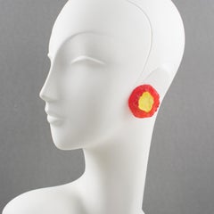 Citrus and Red Rock-shaped Resin Earrings