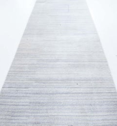 "Frostfall" Modern Solid Light Gray Handmade Runner by Doris Leslie Blau