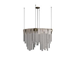Frostlight Pendant Lamp Brass Artisanal Glass Made in Portugal by Porus Studio