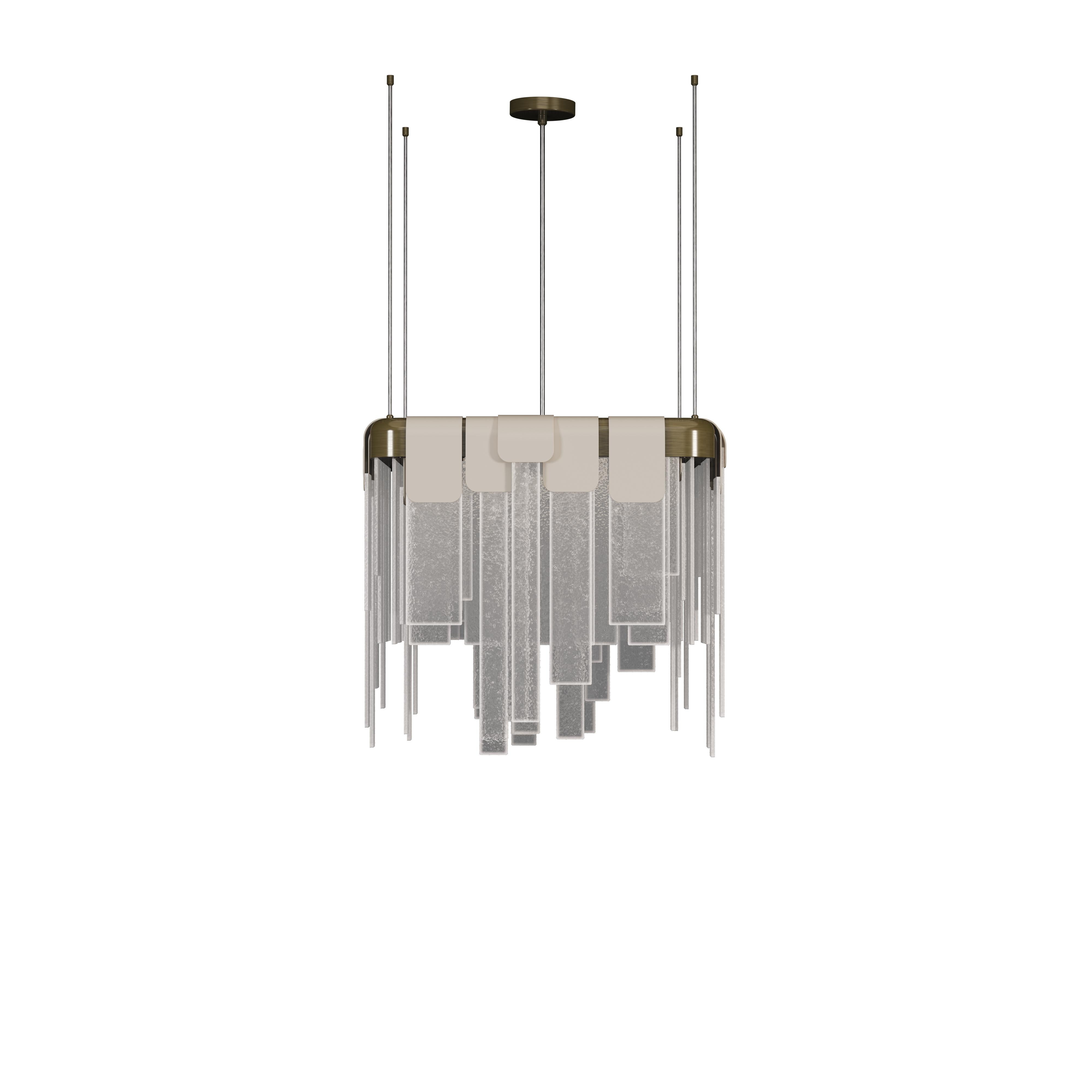 Lámpara Colgante Frostlight Latón Vidrio Artesanal Hecho en Portugal by Creativemary Siglo XXI y contemporáneo en venta