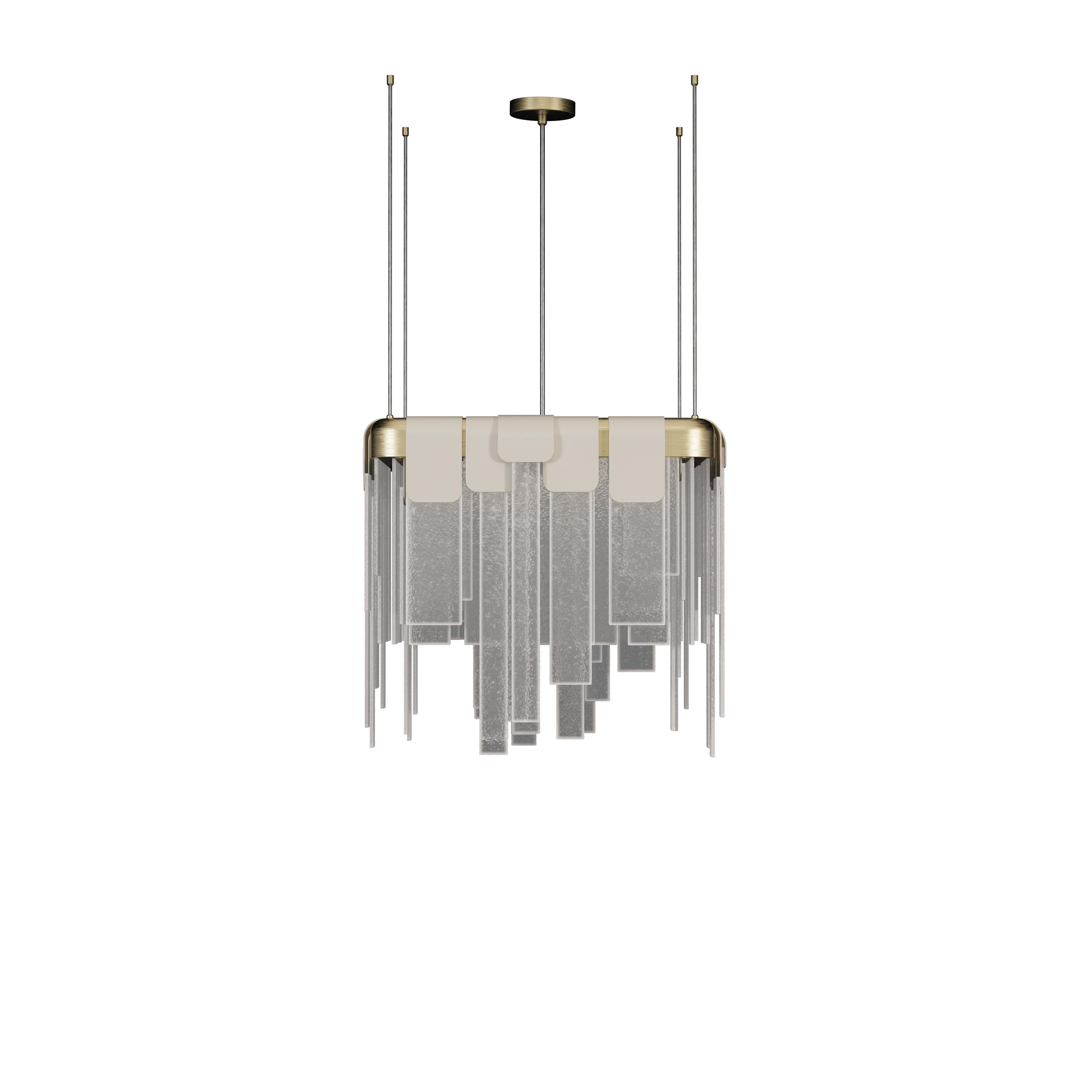 Lámpara Colgante Frostlight Latón Vidrio Artesanal Hecho en Portugal by Creativemary en venta 3