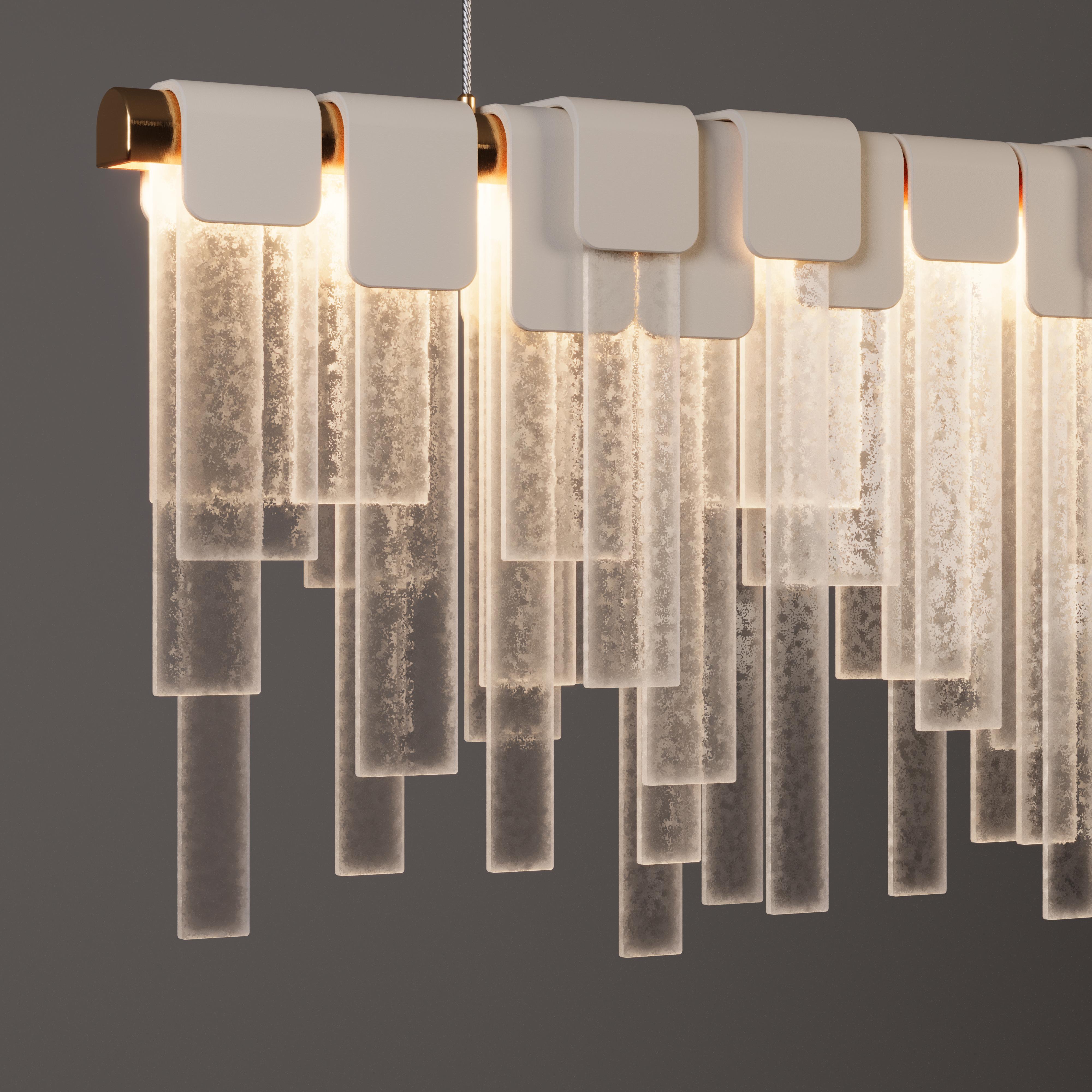 Lampada da parete Frostlight in ottone con vetro artigianale Made in Portugal di Creativemary in vendita 2