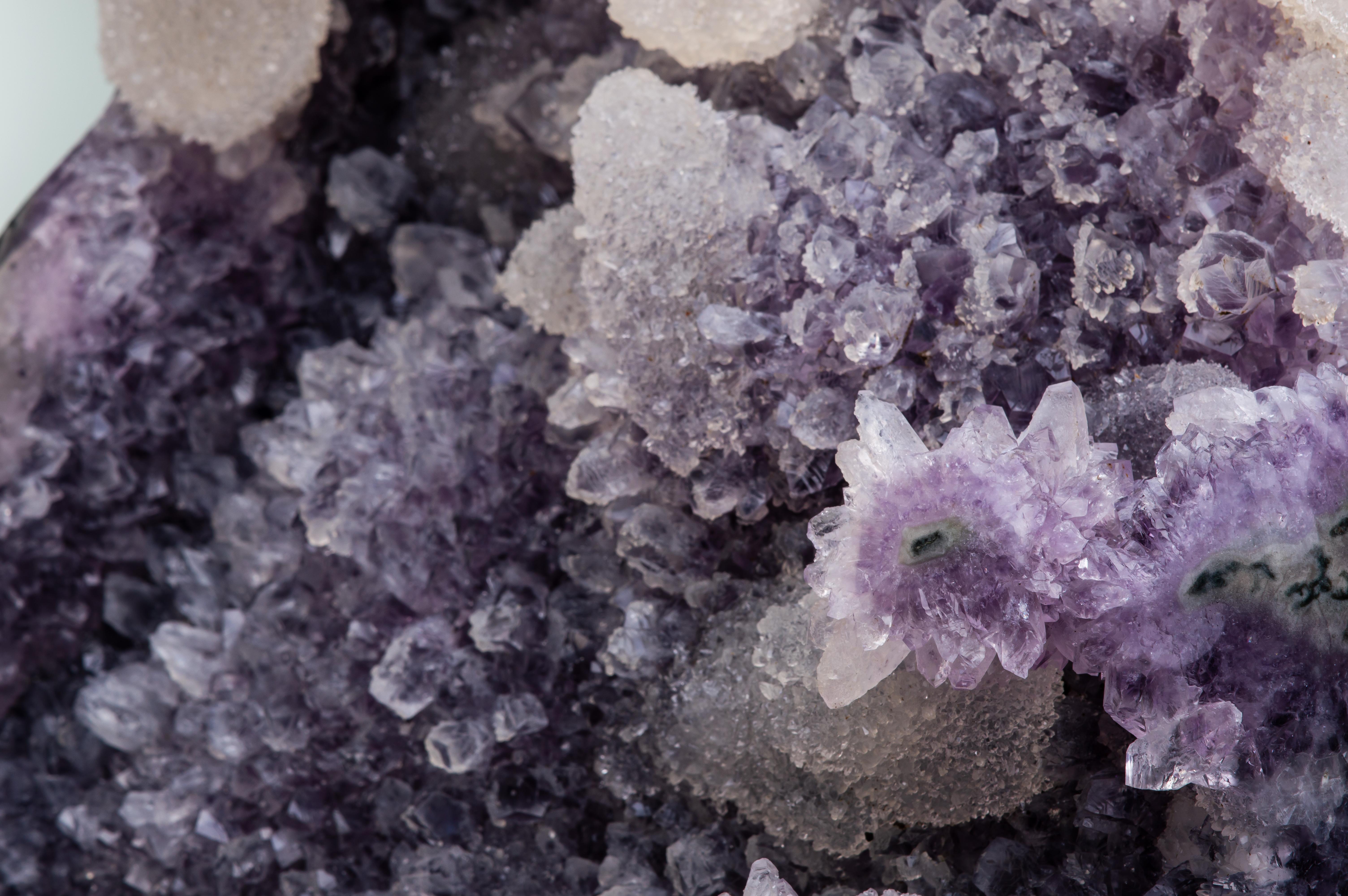 Frosty Agatised Amethyst Cluster with Polished Exterior For Sale 3