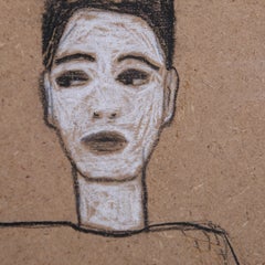 Minimalistic portrait of a lady on panel