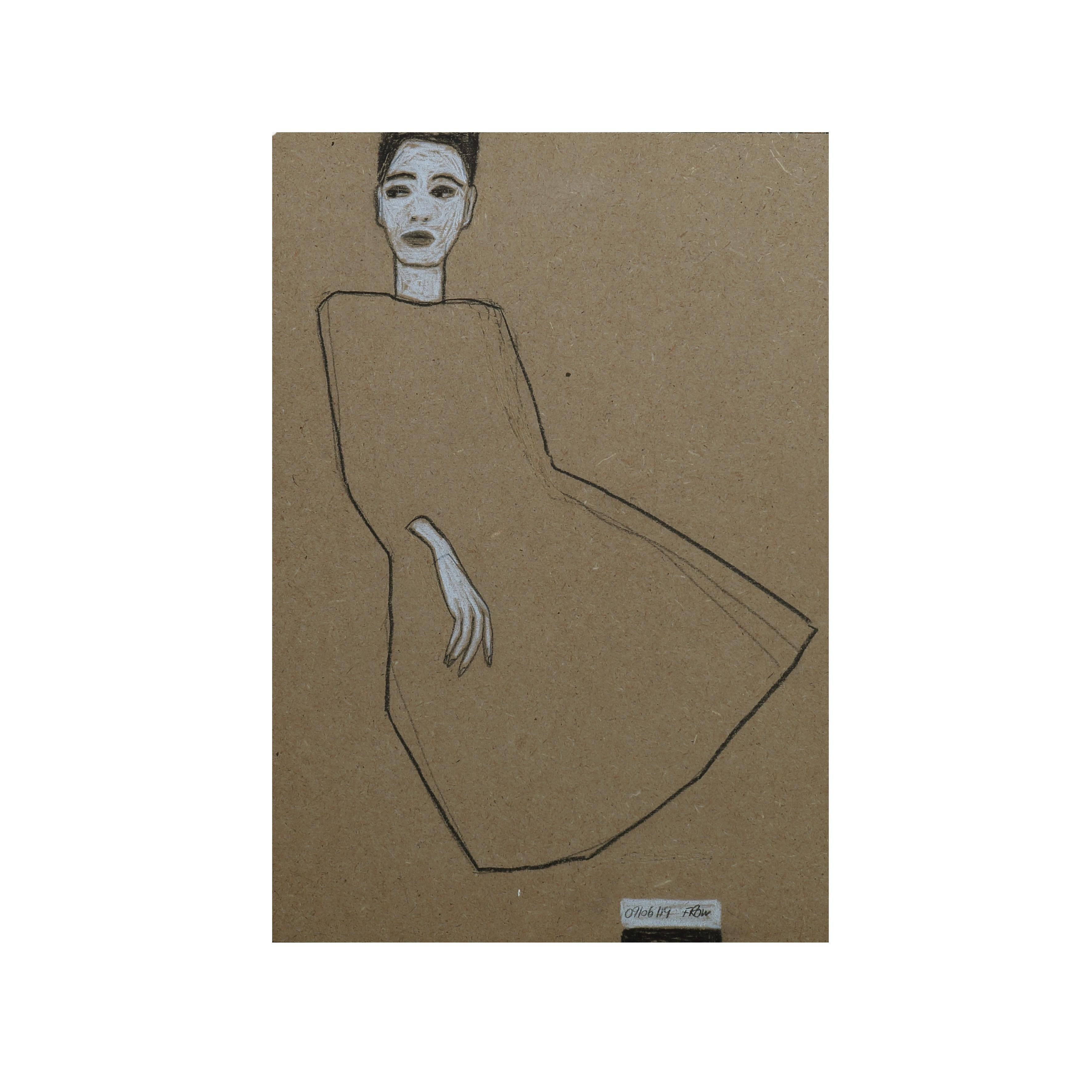 Frow Steeman Portrait Painting - Minimalistic portrait of a lady on panel