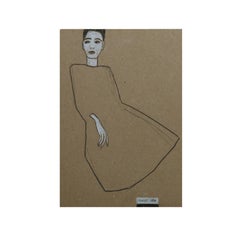 Minimalistic portrait of a lady on panel