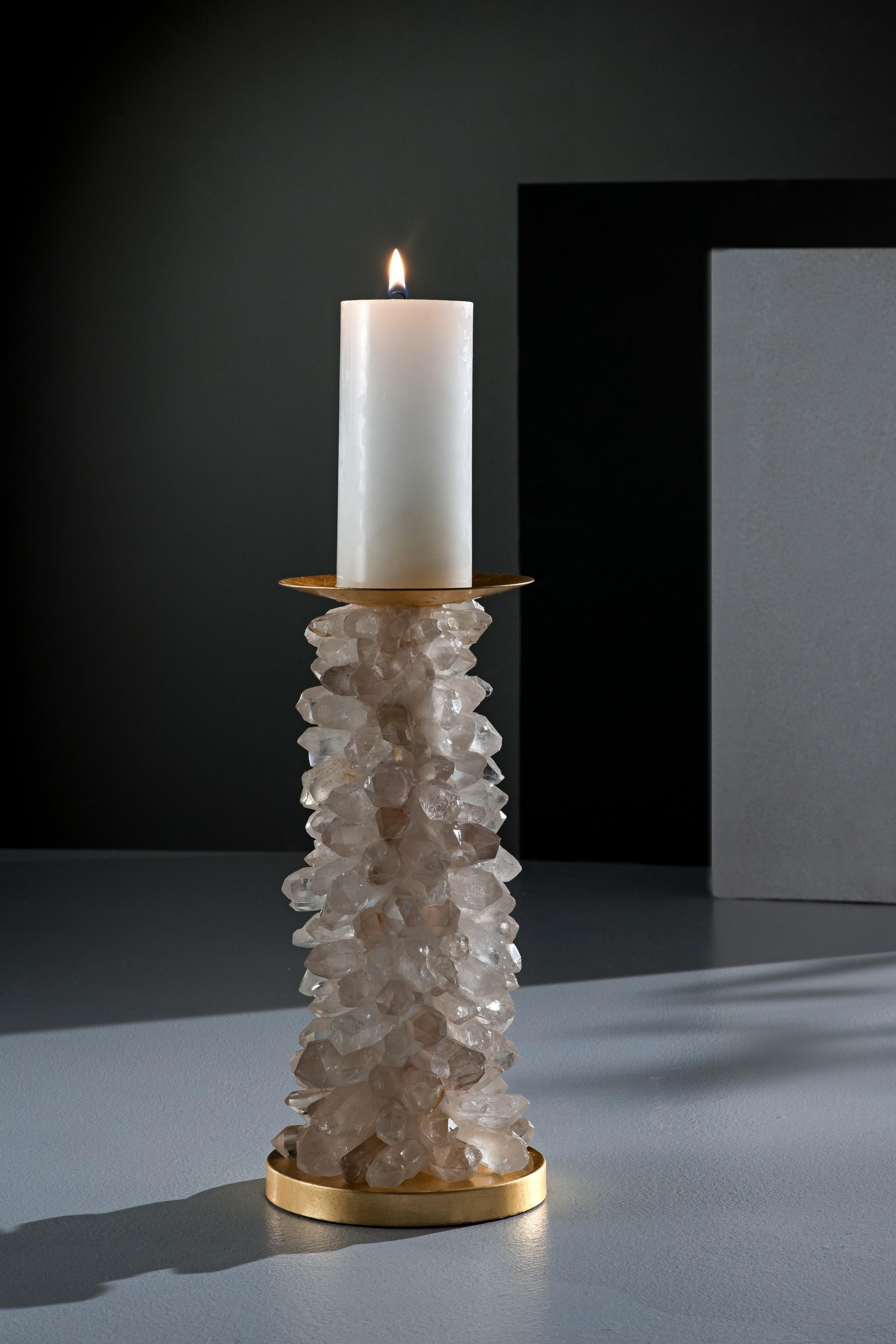 Candle holder, Large Quartz Points by Aver 
Dimensions: D 14 x H 28 cm
Materials: Quartz, Steel, Polyvinyl chloride, Resin.
 