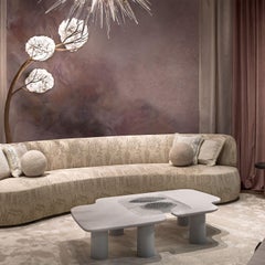 Frozen Glass & White Marble Coffee Table
